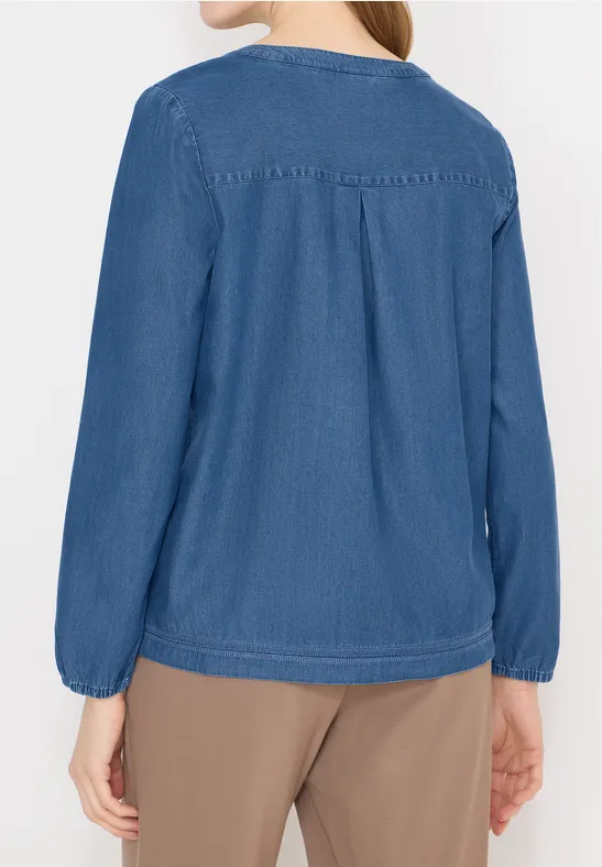 Lässige Denim-Bluse mit elastischem Saum