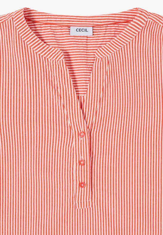 Gestreifte Seersucker Bluse mit Knopfleiste