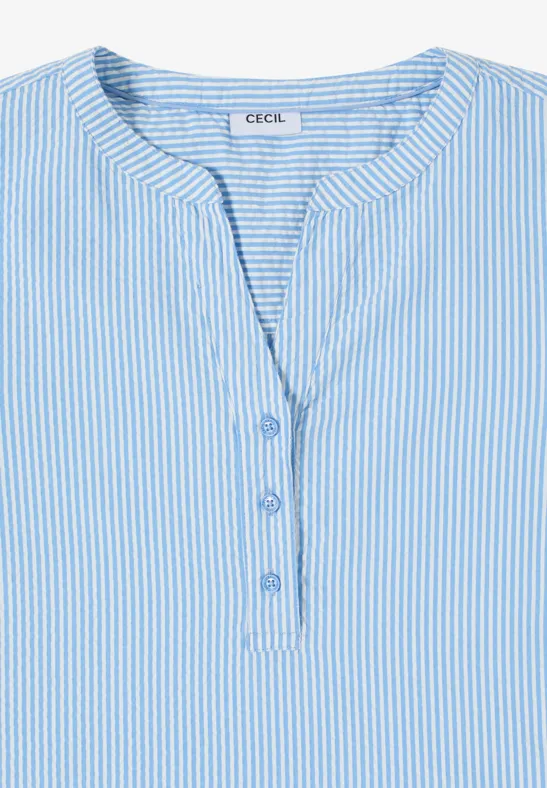 Gestreifte Seersucker Bluse mit Knopfleiste