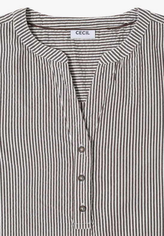 Gestreifte Seersucker Bluse mit Knopfleiste