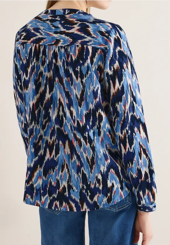 Viskosebluse mit Print und Reißverschluss