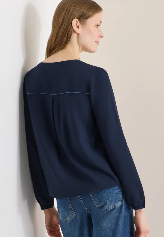 Lässige Bluse mit Schlitzkragen und langen Ärmeln