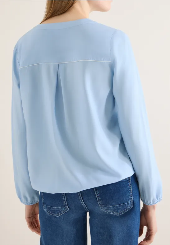 Lässige Bluse mit Schlitzkragen und langen Ärmeln
