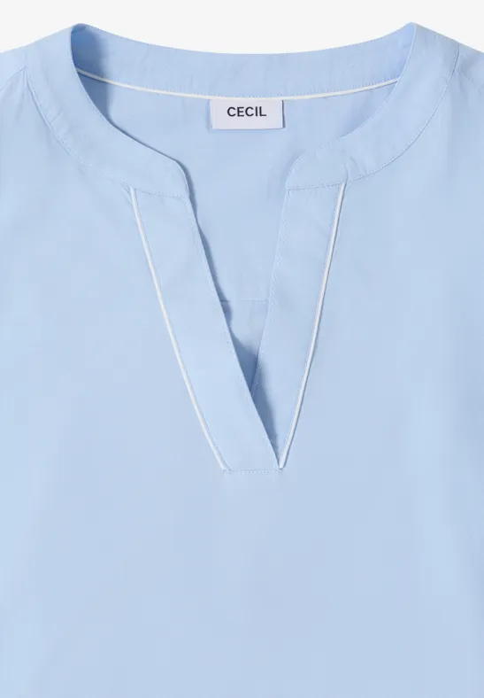 Lässige Bluse mit Schlitzkragen und langen Ärmeln