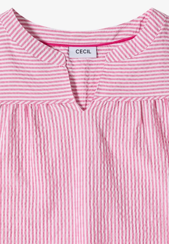 Gestreifte Seersucker 3/4-Arm Bluse