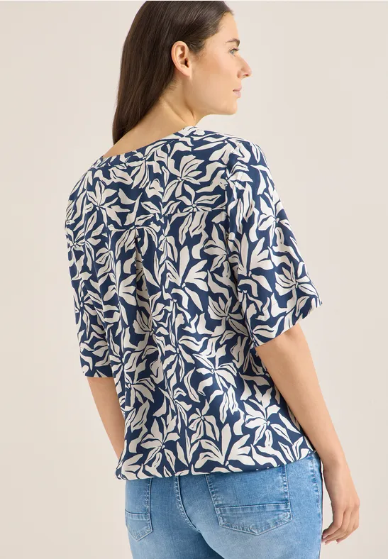 Bluse mit Blumenmuster und Schlitzkragen