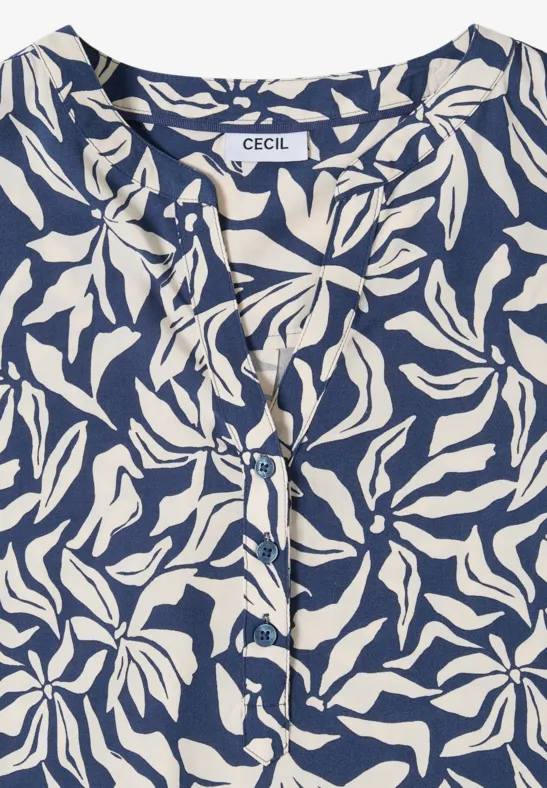 Bluse mit Blumenmuster und Schlitzkragen