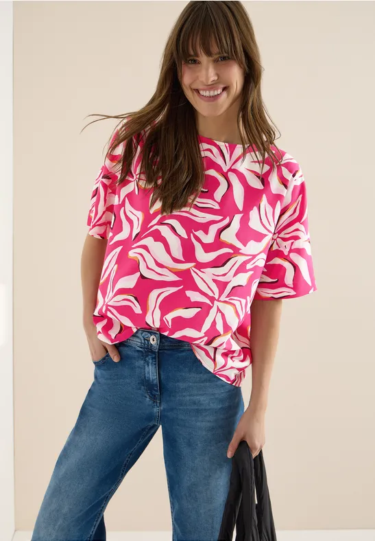 Kurzarm Bluse mit Blumenmuster