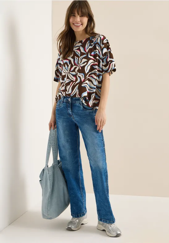 Kurzärmelige Bluse mit floralem Muster