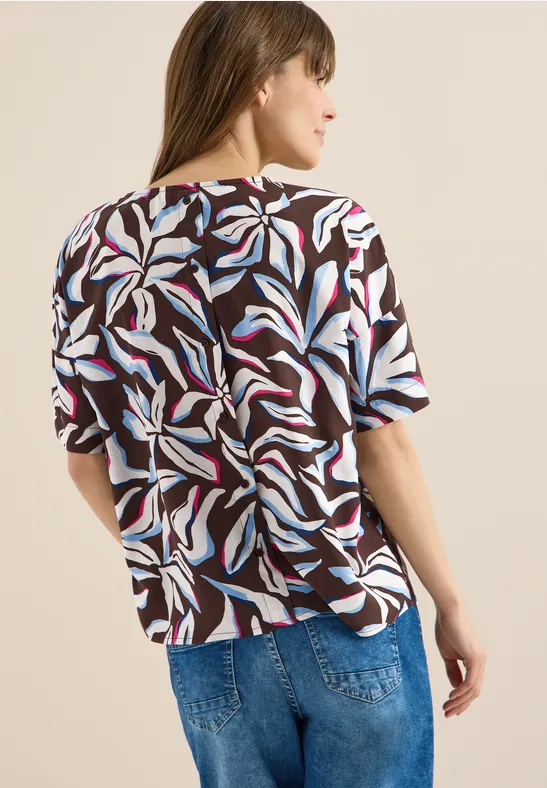 Kurzärmelige Bluse mit floralem Muster