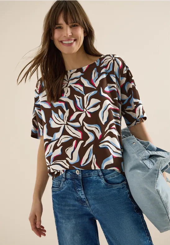 Kurzärmelige Bluse mit floralem Muster