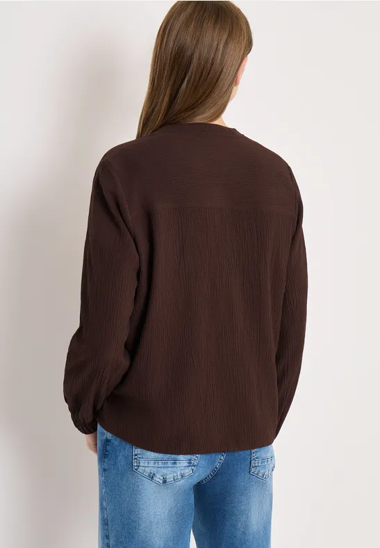 Braune Blousonjacke mit Seersucker-Textur