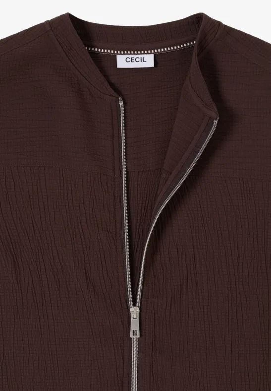 Braune Blousonjacke mit Seersucker-Textur