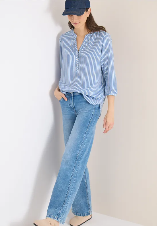 Damen Gestreifte 3/4-Arm Bluse