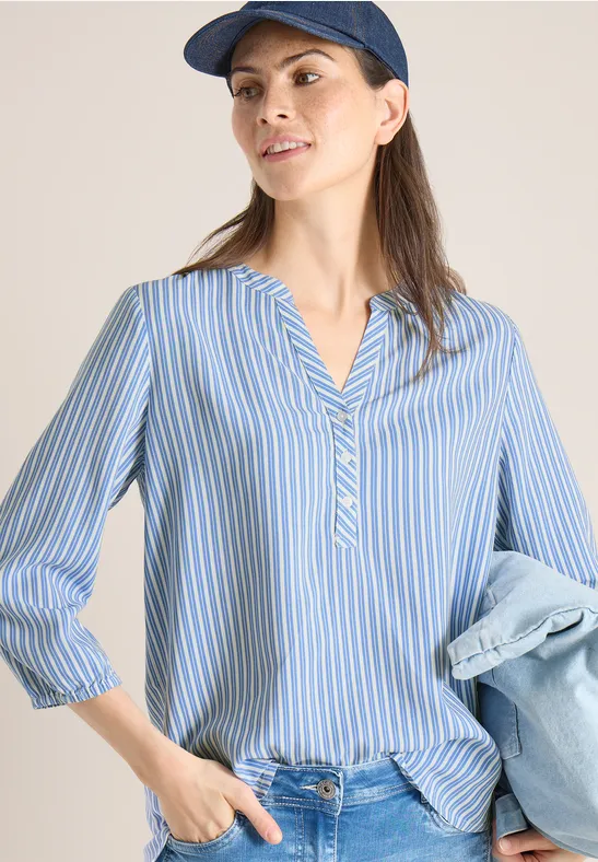 Damen Gestreifte 3/4-Arm Bluse