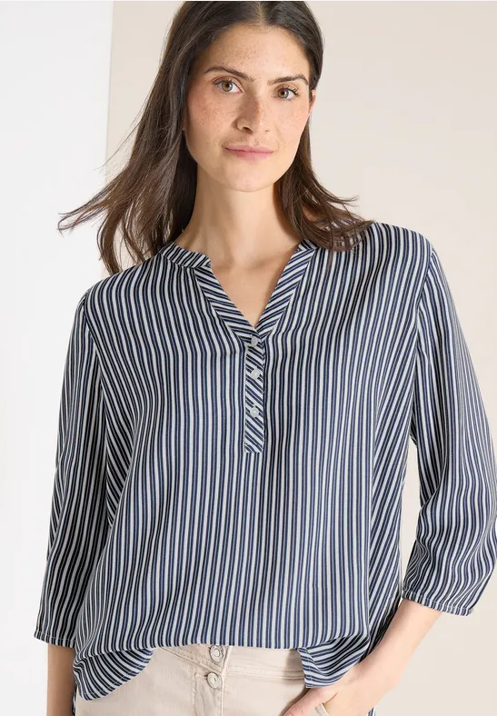 Damen Gestreifte 3/4-Arm Bluse