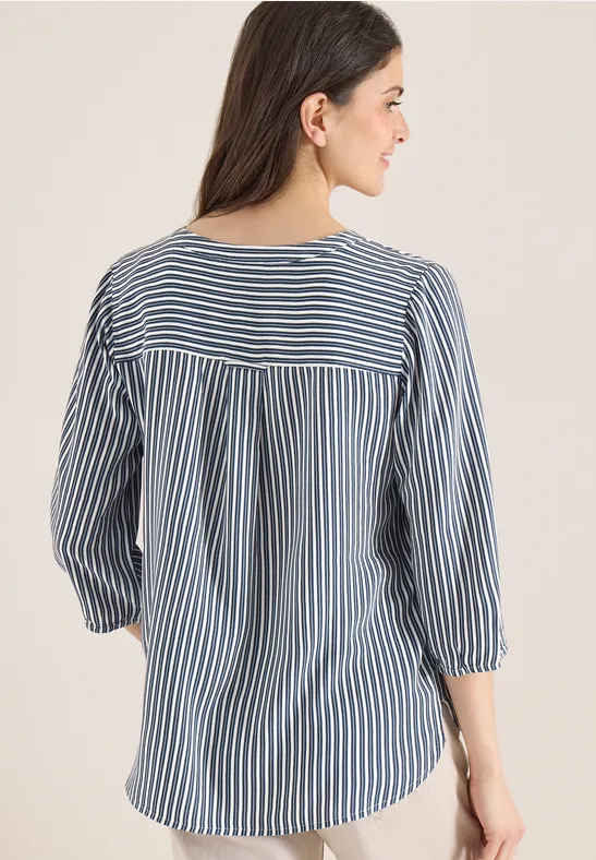 Damen Gestreifte 3/4-Arm Bluse