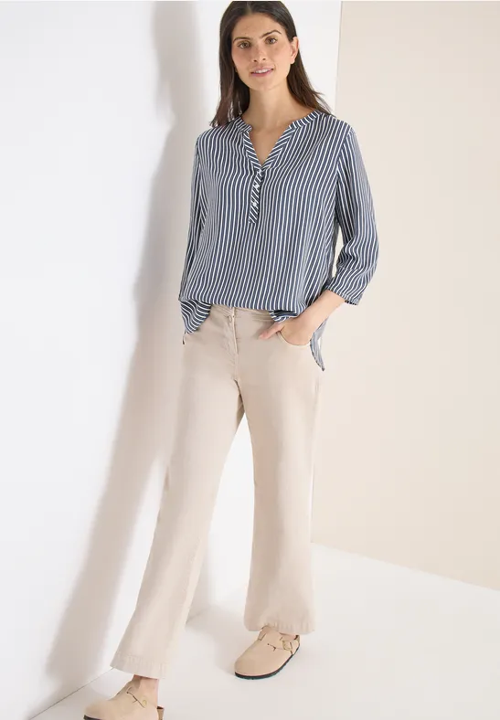 Damen Gestreifte 3/4-Arm Bluse