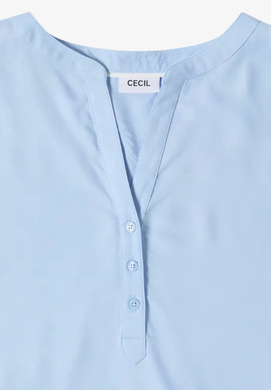 Lässige Bluse mit Knopfleiste und Schlitzkragen