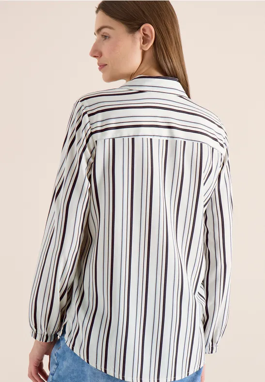 Gestreiftes Langarmshirt mit V-Ausschnitt