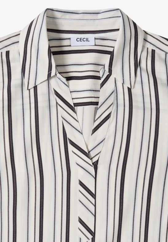Gestreiftes Langarmshirt mit V-Ausschnitt