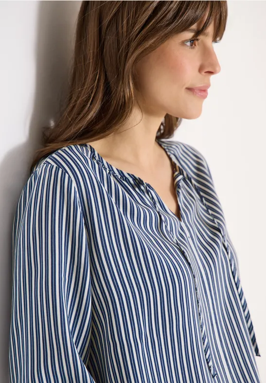Gestreifte 3/4-Arm Tunika Bluse