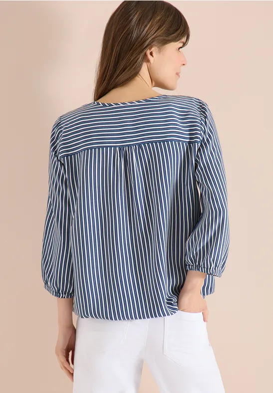 Gestreifte 3/4-Arm Tunika Bluse