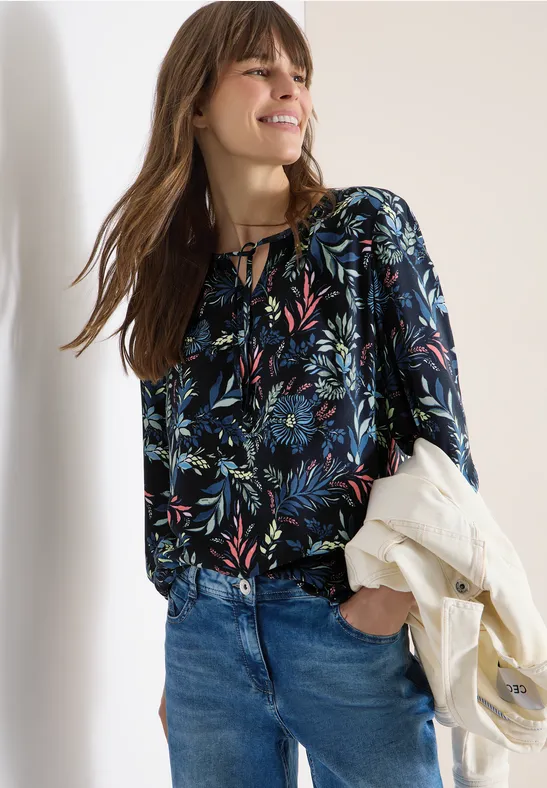 Bluse mit Blumenmuster und 3/4-Ärmeln