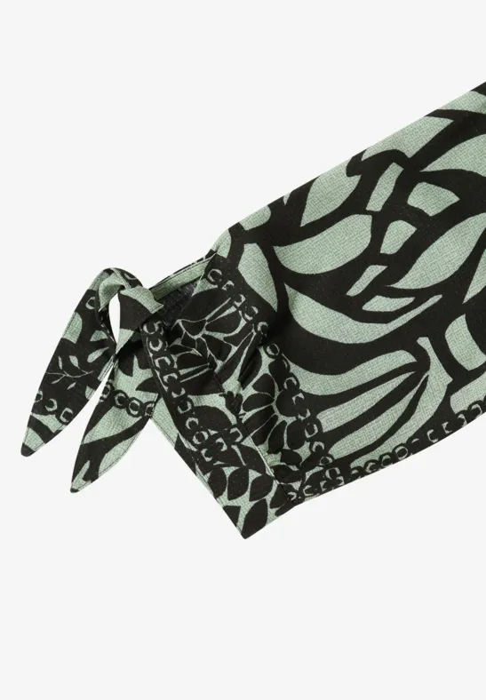 Gemusterte 3/4-Arm Bluse mit Bändern