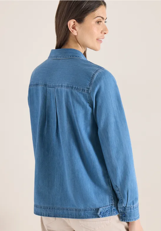Bluse im Denim-Look mit Knopfleiste