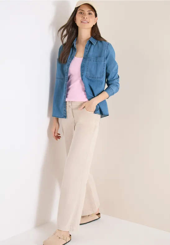 Bluse im Denim-Look mit Knopfleiste
