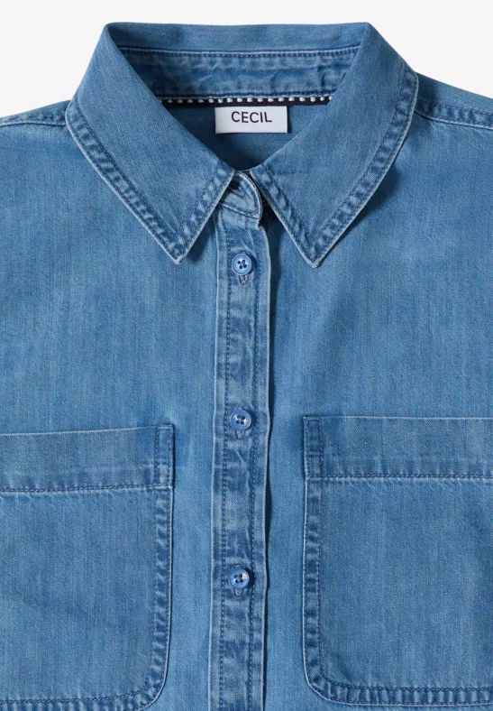 Bluse im Denim-Look mit Knopfleiste