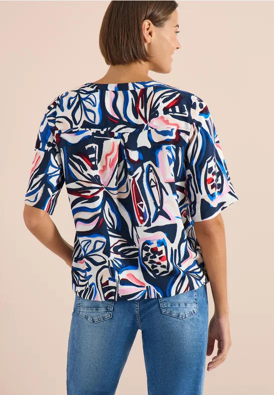 Kurzarmbluse mit Multicolor-Print