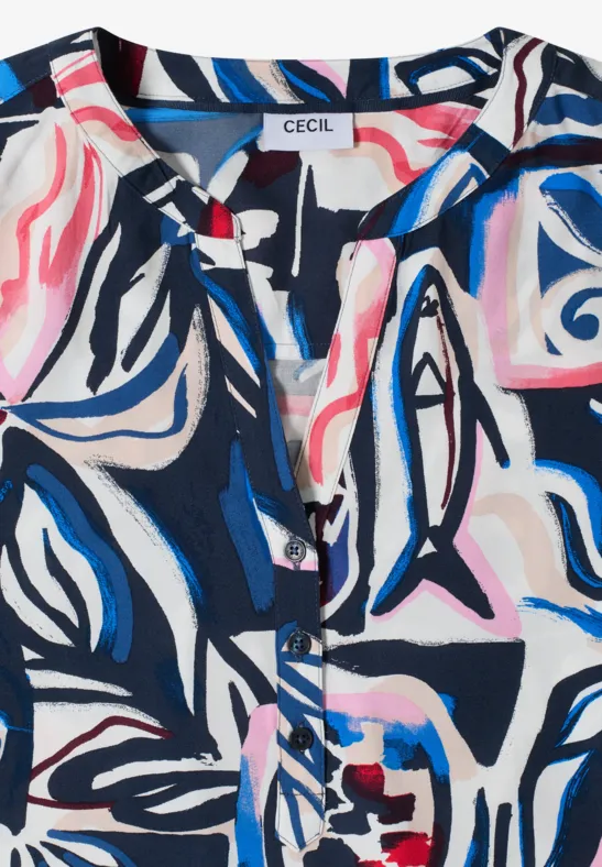 Kurzarmbluse mit Multicolor-Print