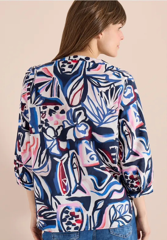 Baumwollbluse mit abstraktem Print