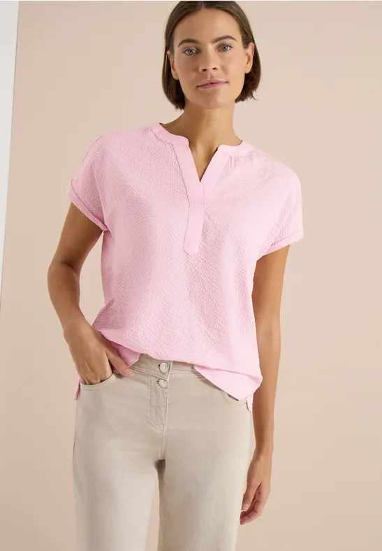 Damen Bluse mit kurzen Ärmeln und Textur