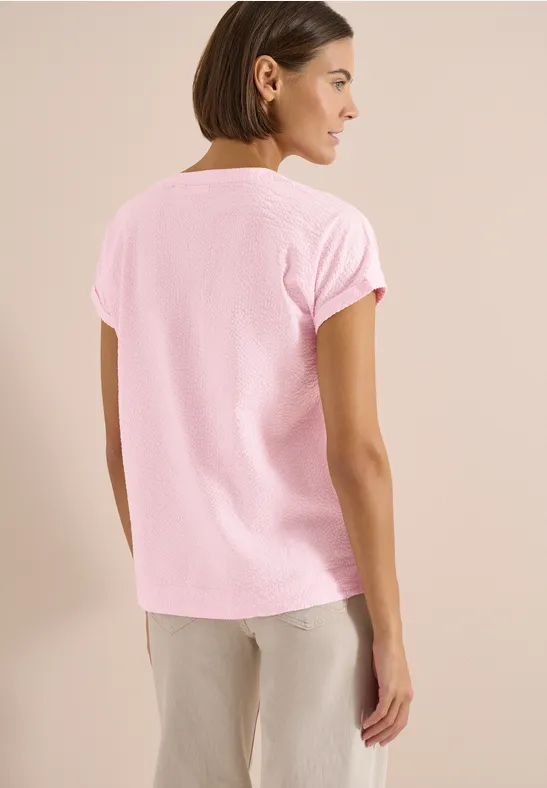 Damen Bluse mit kurzen Ärmeln und Textur