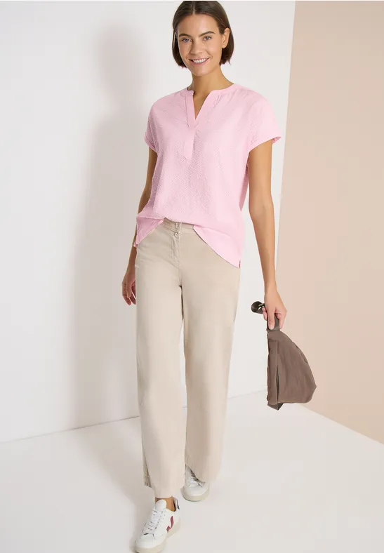 Damen Bluse mit kurzen Ärmeln und Textur