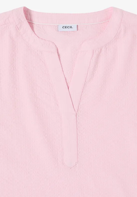 Damen Bluse mit kurzen Ärmeln und Textur