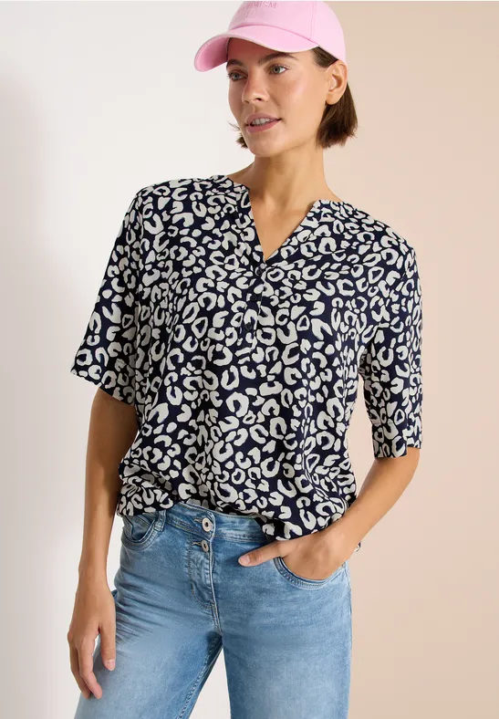 Kurzarmbluse mit Animal Print