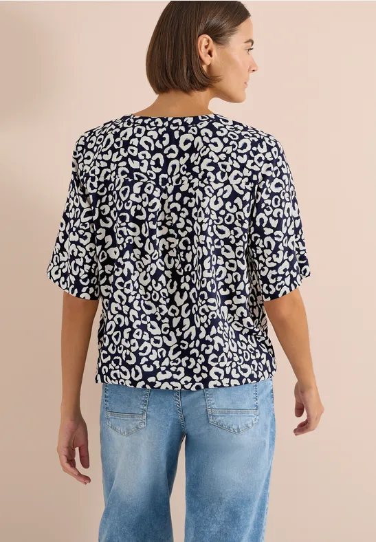 Kurzarmbluse mit Animal Print