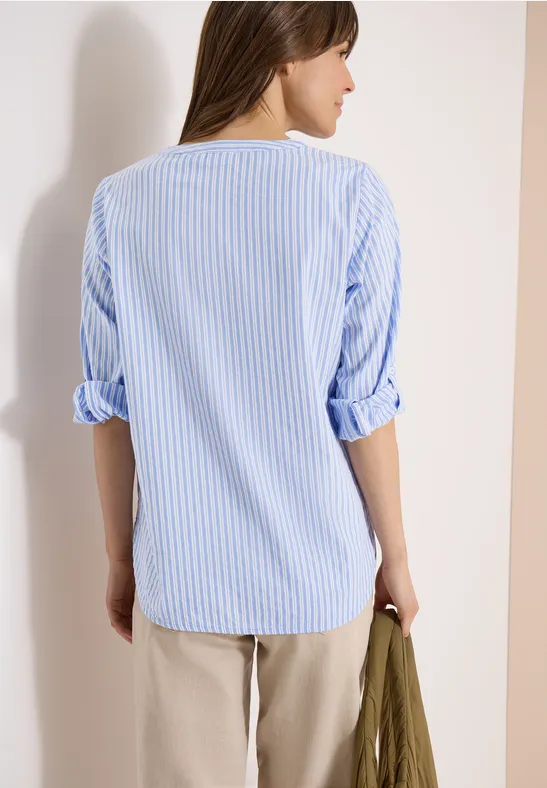 Gestreifte Seersucker Bluse mit 3/4 Ärmeln