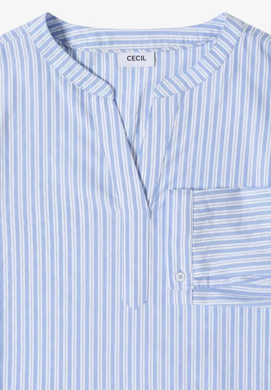 Gestreifte Seersucker Bluse mit 3/4 Ärmeln
