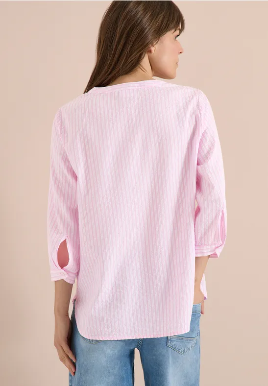 Gestreifte Seersucker 3/4-Arm Bluse