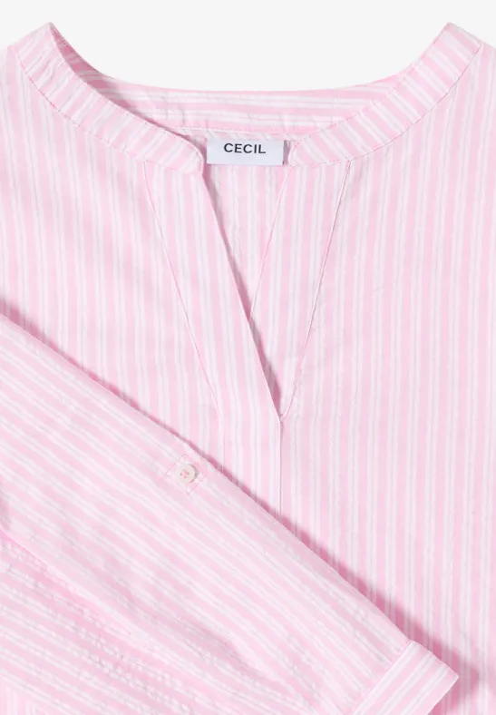 Gestreifte Seersucker 3/4-Arm Bluse