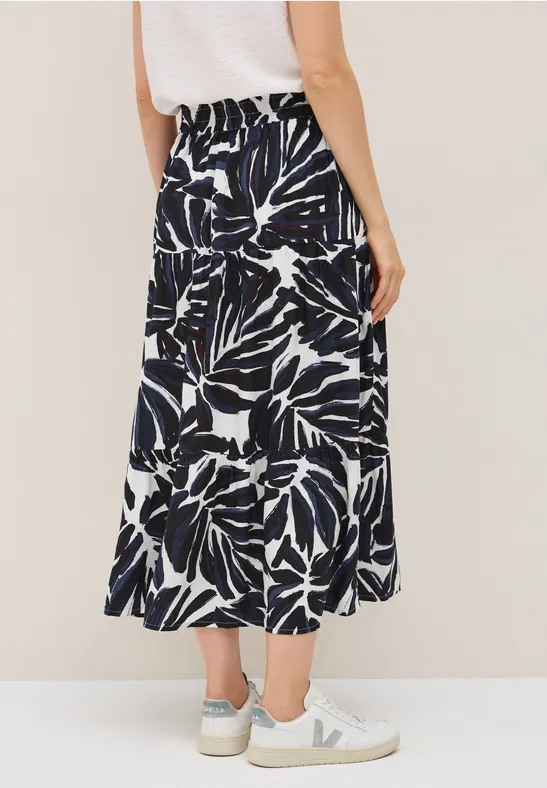 Damen Maxi-Rock mit Blumenmuster und Volants