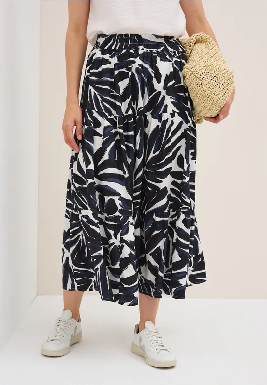 Damen Maxi-Rock mit Blumenmuster und Volants