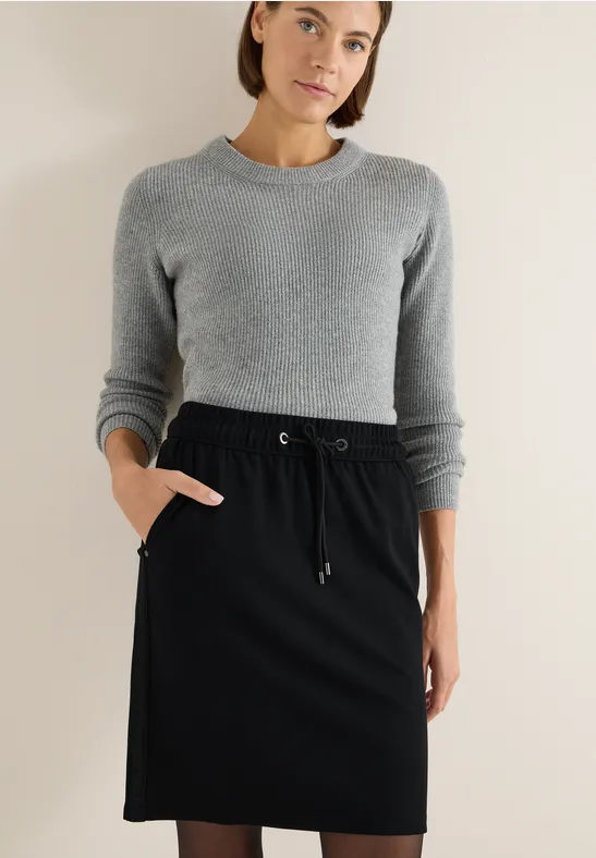 Damen Strick Jersey Rock mit Kordelzug