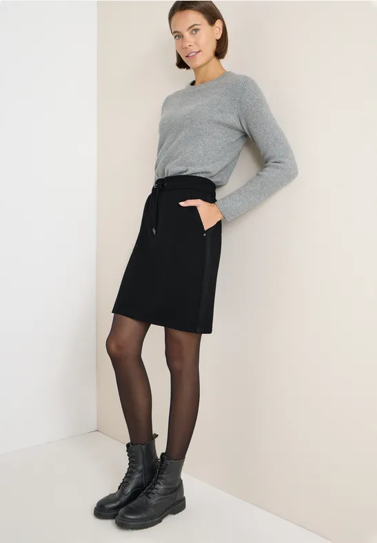 Damen Strick Jersey Rock mit Kordelzug