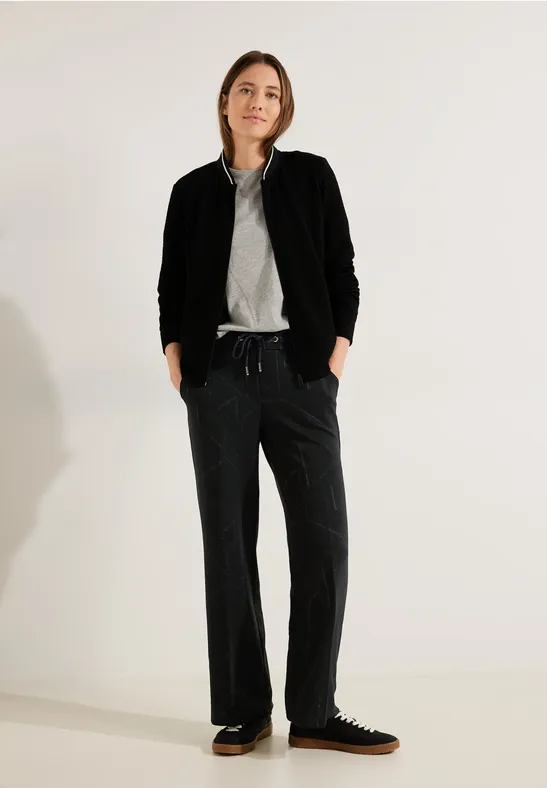 Schwarze Jacquard Culottes mit weitem Bein für Damen